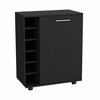 Tuhome Lafayette Bar Cabinet with 4-Bottle Rack. Upper Glass Holder and Dual Door Design-Black MLW9073